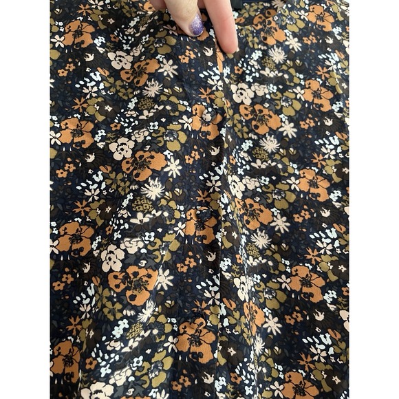 Madewell Women's Floral Blouse Silk Ruffle Hem Prairie Blossom XS Boho - Picture 4 of 9